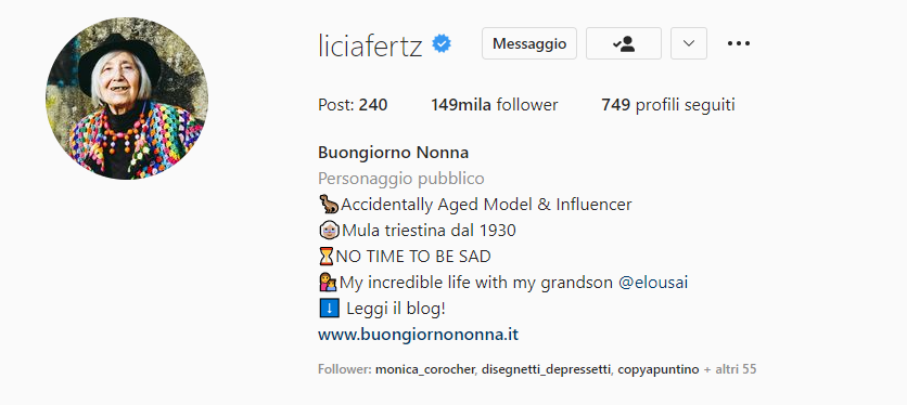 pagina Instagram Licia Fertz di buongiornononna