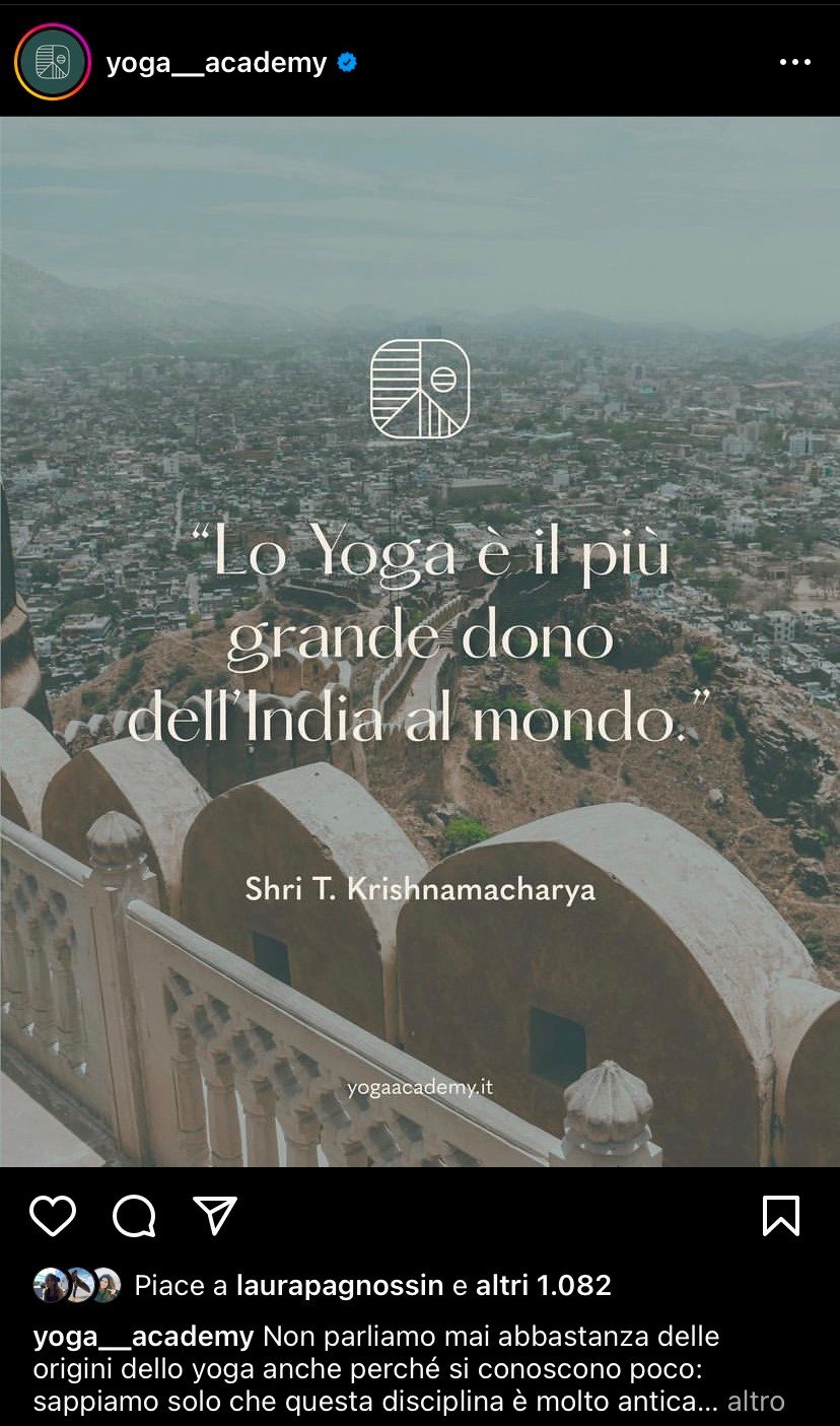 profilo instagram yoga academy con tanti mi piace