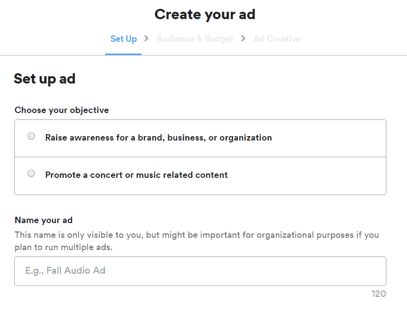 spotify ads obiettivi
