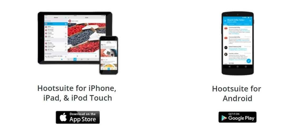 Screen delle mobile app di hootsuite per iphone e android