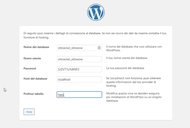connettere WordPress al database