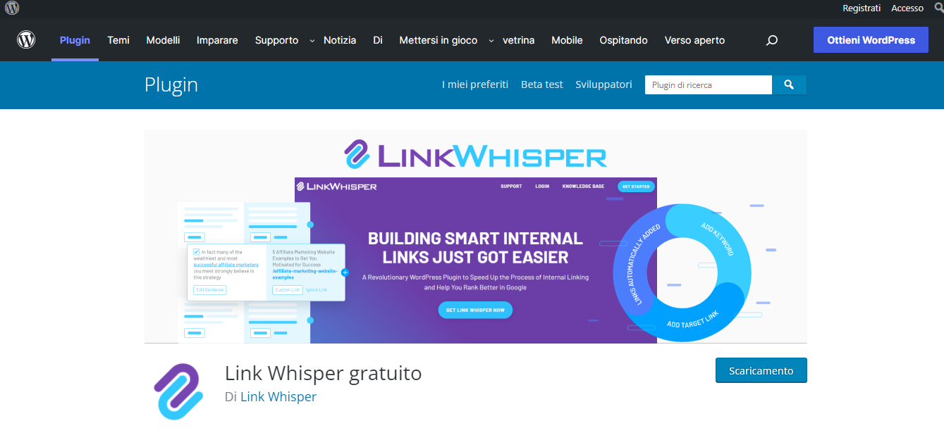 plugin per internal linking per WordPresslink whisper 
