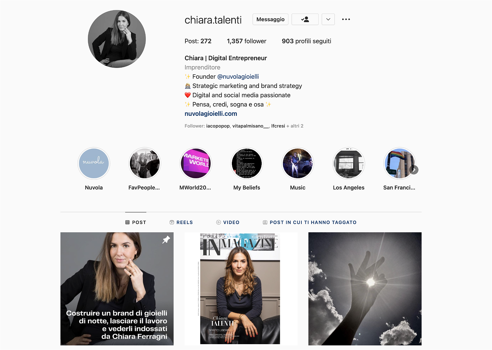 profilo instagram chiara talenti