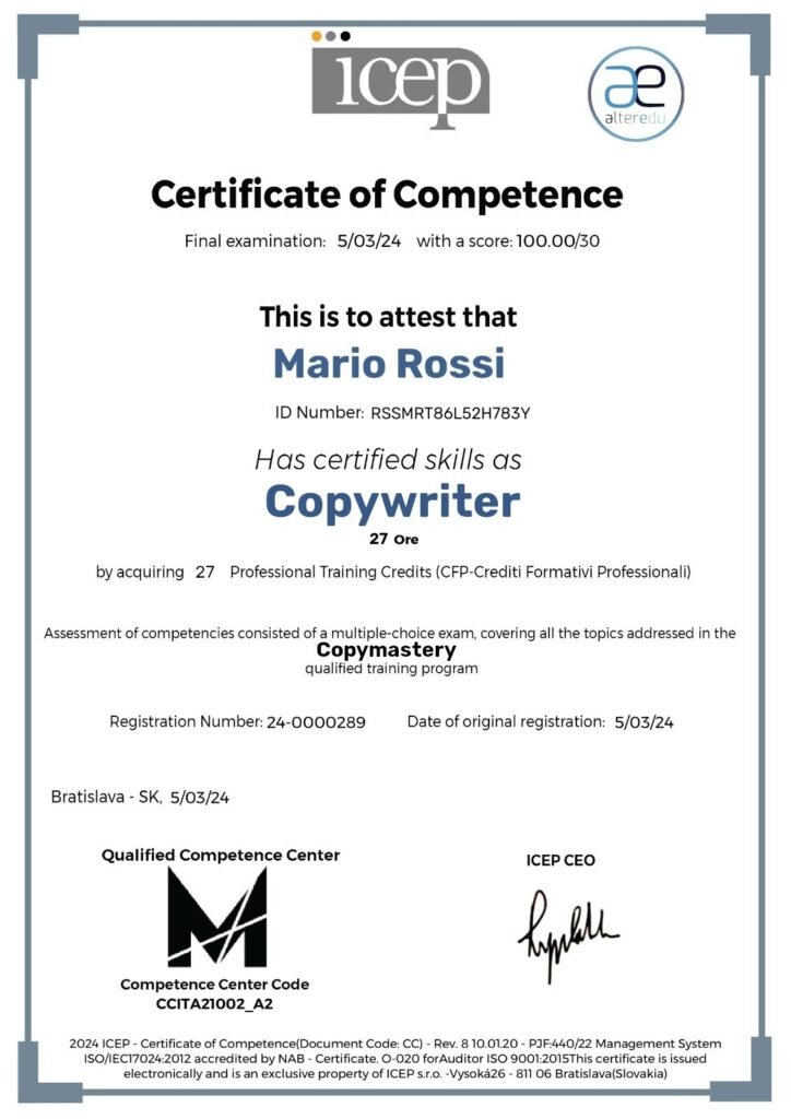 certificazione copymastery